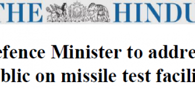 Defence Minister to address public on missile test facility
