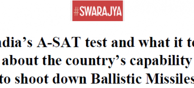 India’s A-SAT test and what it tell about the country’s capability to shoot down Ballistic Missiles