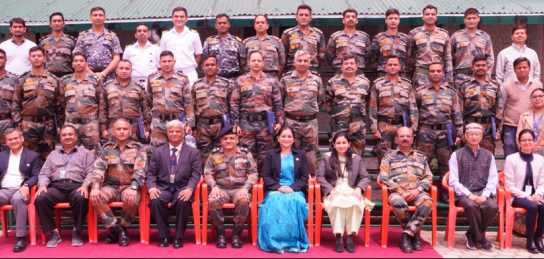 Maj. Gen Patanjali Rahul, VSM,  Shri S A Katti, Director ITM, ITM Faculty & Participants of AWS -28 on 27 May 2022