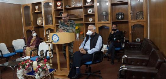 Gp Capt RK Mansharamani (Course Director) briefing during inaugural session