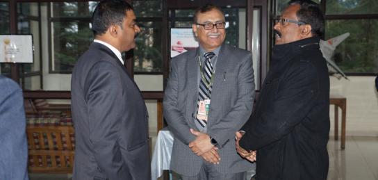 Dr G Satheesh Reddy Secretary DD R&D & Chairman DRDO, Shri Sanjay Tandon, OS & Director ITM and Shri Benjamin Lionel, OS & Director IRDE discussing during visit