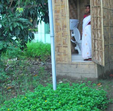 Biotoilet with low cost superstructure using local materials