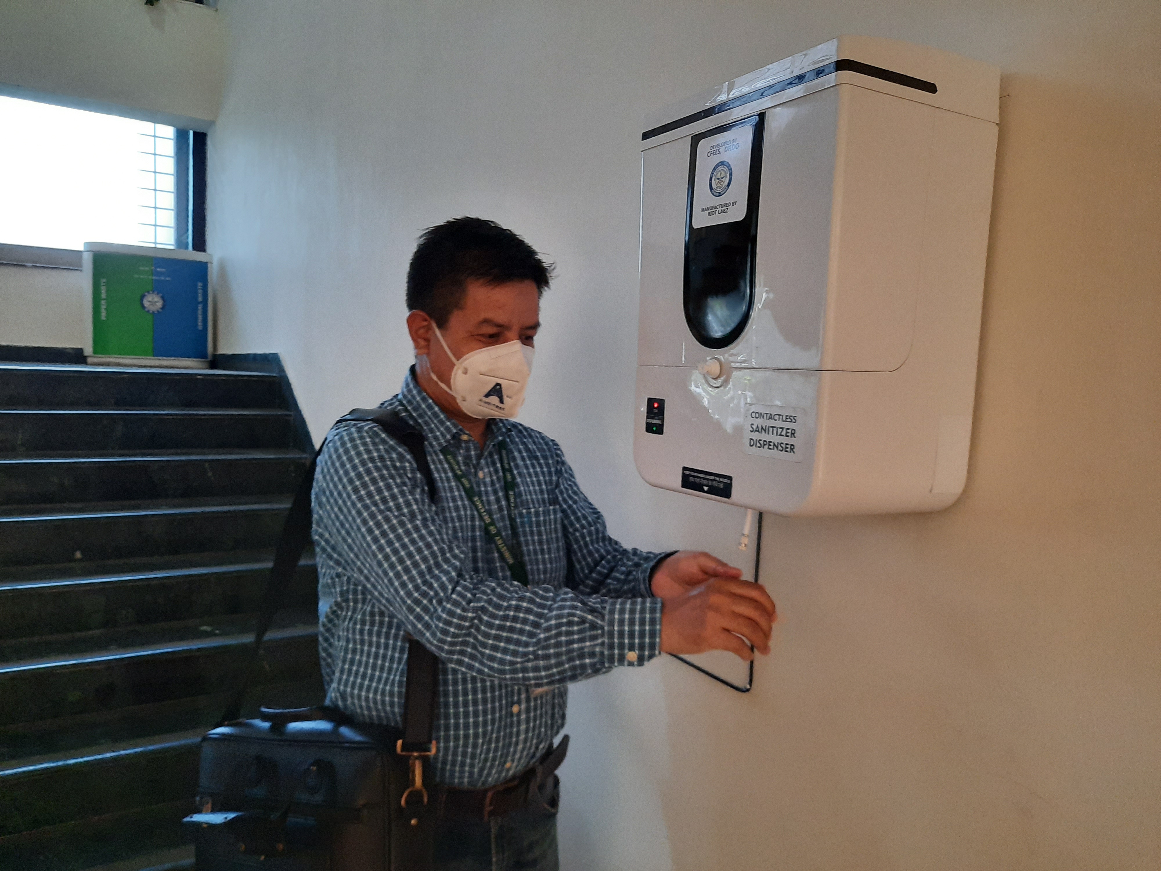 Contactless Sanitizer Dispenser (CSD) developed by DRDO-CFEES